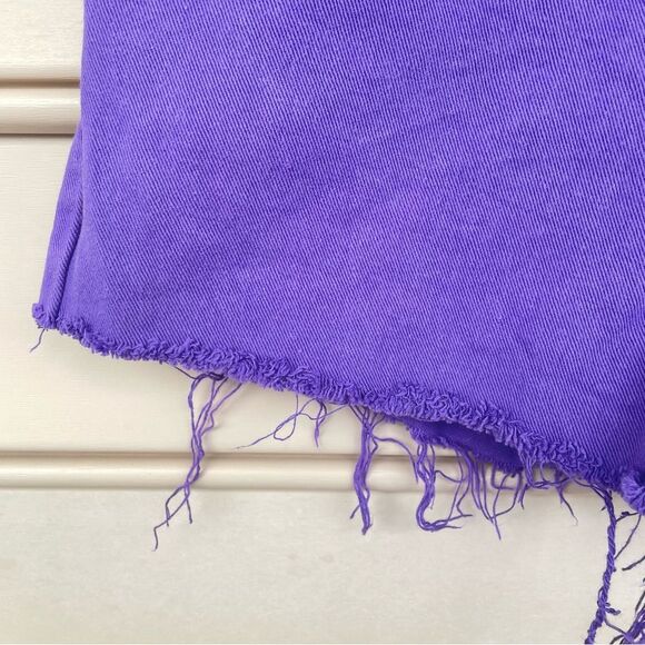 Vintage Bill Blass High Button Waist Purple Denim Distressed Shorts Size 10 - Picture 4 of 11